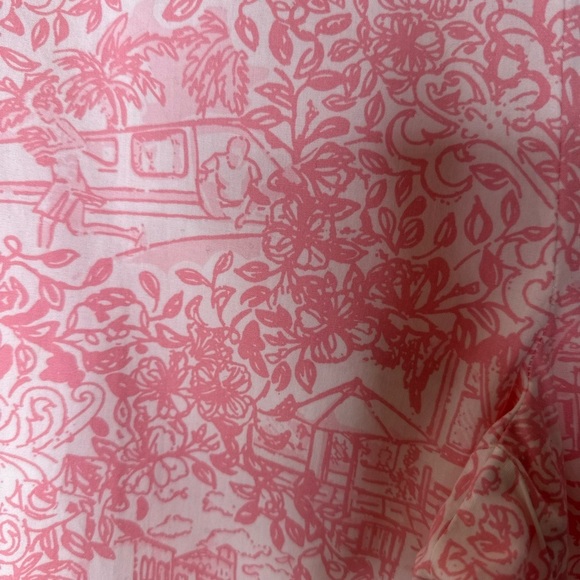 WOMEN'S LILLY PULITZER JUBILEE PINK & WHITE COTTON CAPRIS PANTS size 9 - Picture 2 of 9